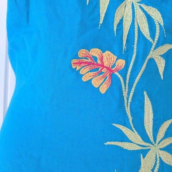 Giorgio Fiorlini Blue Linen Rayon Sleeveless Dress - Picture 2 of 5